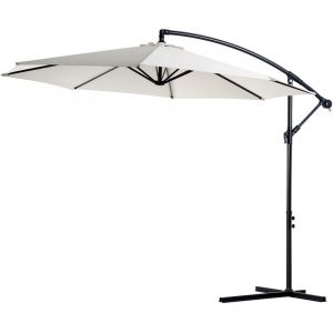 Outsunny Parasol d&eacute;port&eacute; octogonal inclinable manivelle avec Pied en Acier &Oslash; 3 x 2,5H m cr&egrave;me