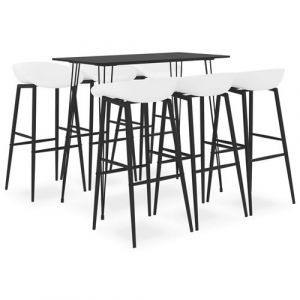 VidaXL Ensemble de bar 7 pcs Noir et blanc