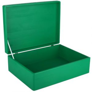 Creative Deco Boite Rangement en Bois Vert 40 x 30 x 14 cm Boîte en Bois Coffre BRUT