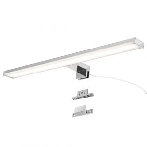 Applique mural LED 12W 50 cm IP44 pour salle de bain miroir et meuble slim en aluminium chromé avec lumière blanche neutre.