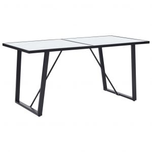 Image de VidaXL Table de salle à manger Blanc 160x80x75 cm Verre trempé