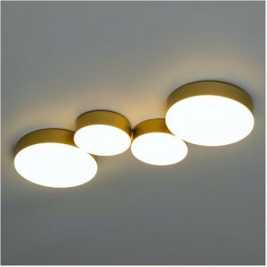 Kosilum Plafonnier moderne dor&eacute; 4 spots lumineux LED - Skavi