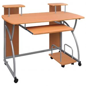 Bureau Table Poste De Travail Meuble D'ordinateur Informatique Étude D'ordinateur 110 X 52 X 88,5 Cm Bois D Ingénierie Brun Helloshop26 02_0023737