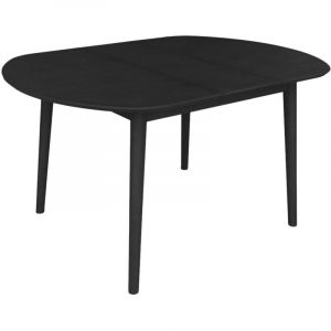 Table à manger ovale extensible bois d'hévéa et placage chêne noir 4-6 places - 110 / 140 x 100 x 75 cm - Lisa