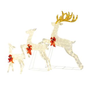 Coast 3-piece LED reindeer family XXL - 330 warm white LEDs - Buck 136x41x152 cm / Doe 86x20x107 cm / Calf 48x20x74 cm