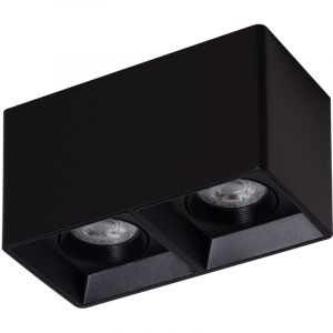 Plafonnier Space Carré Double Noir Avec Ampoule Gu10 Blanc Neutre 4000k
