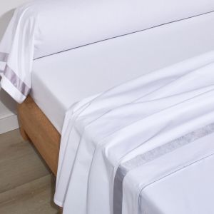 Blanc des vosges Drap plat percale de coton mercerisée EGERIE Métal