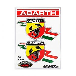 Abarth Autocollant Officiel, 2 Écussons Foudre, Tableau, 94 x 131 mm