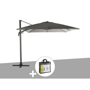 Hesperide Parasol Déporté Et Inclinable Carré Ardoise Avec Housse De Protection Elea - 3 X 3 M