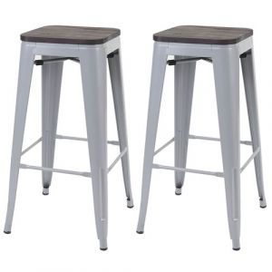 2x tabouret de bar MENDLER HWC-A73 métal design industriel gris