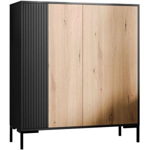 Cambridge - buffet haut - bois et noir - 129 cm - Bois / Noir