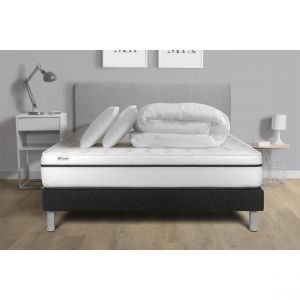 Pack prêt à dormir 200 x 200 cm Mousse polyuréthane à mémoire de forme VITAL SPA - 24 cm - Ferme - sommier kit Noir