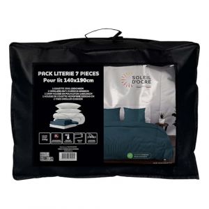 Image de Soleil d'Ocre Ensemble Couette et Parure 7 Pièces Boheme Bleu Canard pour lit en 140x190 cm