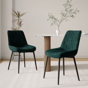 COLAMY – Lot de 2 chaises design : élégance, confort et qualité pour sublimer votre salle à manger-vert