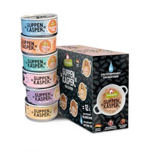 Granatapet Suppenkasper Multipack de 6 vari&eacute;t&eacute;s 12 x 70 g - Friandises pour Chat - Friandises pour hydratation suppl&eacute;mentaire - Soupe Contre la Faim - Nourriture pour Chat sans c&eacute;r&eacute;ales et sans Sucre