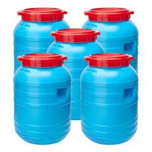 Garronda Fût en Plastique de 30 L Fût Alimentaire en Plastique HDPE Récipient pour Jardin GD-0055 Lot de 5 (Bleu, 30 litres)