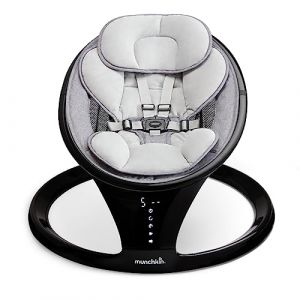 Munchkin Balancelle &Eacute;lectrique B&eacute;b&eacute; | Chaise Bascule B&eacute;b&eacute; avec Bluetooth & Sons | Rocker Portable B&eacute;b&eacute; avec Mouvement et Sons | Noir