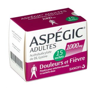 Sanofi Asp&eacute;gic Adultes 1000 mg - 15 Sachets