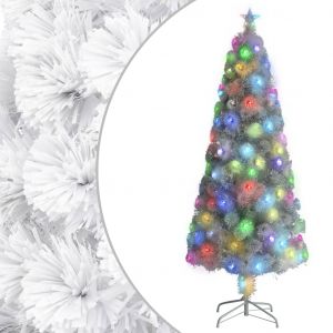 VidaXL Sapin de No?l artificiel avec LED Blanc 210 cm Fibre optique