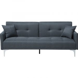 Beliani Canapé convertible 3 places en tissu bleu-gris foncé LUCAN - gris et marron