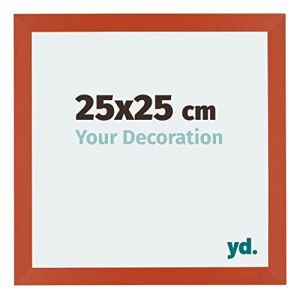 Yd. - Your Decoration - 25x25 cm - Cadres Photo en mdf Avec Verre acrylique - Anti-Reflet - Excellente Qualit&eacute; - Orange - Cadre Decoration Murale