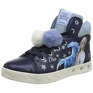 Geox J Skylin Girl C, Basket, Navy/Sky, 34 EU