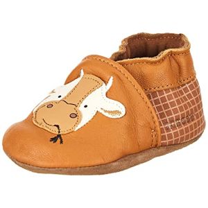 Robeez Chaussons Cuir tannage v&eacute;g&eacute;tal Funny Cow Beige