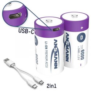 Ansmann Batterie rechargeable Li-Ion Mono d – 3.7V 2600mAh – avec circuit de protection