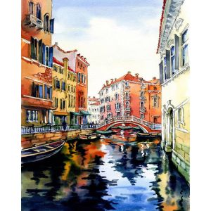Figured'Art Peinture par Numéro Adulte avec Cadre Aquarelle de Venise - Activité Manuelle Kit de Loisir Créatif DIY Numéro d'Art Complet - 40x50cm toile tendue sur châssis