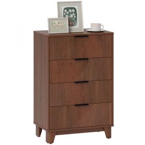 Homcom Commode - 4 tiroirs - style moderne - avec poignées en métal - pour chambre à coucher - 60 x 36 x 90 cm - effet bois marron