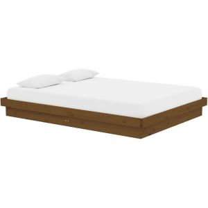 VidaXL Cadre de lit Marron miel Bois massif 135x190 cm Double