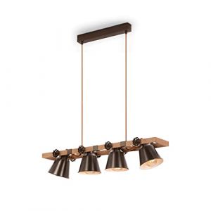 BRILONER Leuchten - Suspension en bois, lampe suspendue rustique, pivotante, douille E27 max. 40 watts, lampe de salle à manger rétro, gris antique