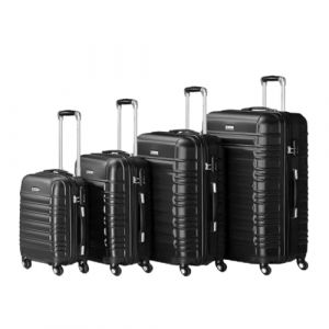 Trolley Travel Case Set / Suitcase Set Rome - 4-Piece - Black - ABS