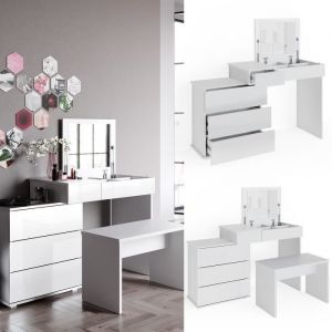 Vicco - Coiffeuse "Lotos" Blanc avec banc