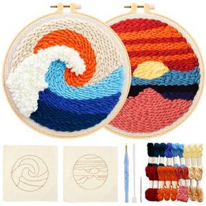 Happy Goods Kit de broderie à l'aiguille perforante pré-imprimé Sea View - Kits de broderie adultes - Kit de broderie 2 - Hobby et loisirs créatifs - Kit de broderie