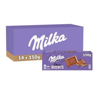 Milka 14 boîtes de 2 sachets de Choco Biscuits - Biscuits petit beurre nappés au chocolat au lait - (14x150g)