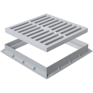 First Plast Grille de sol polypropylène avec cadre 300x300mm - Gris -