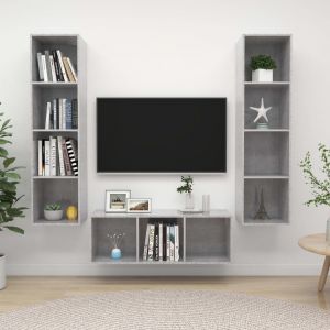 VidaXL Ensemble de meuble tv 3 pcs Gris béton Aggloméré Gris