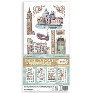 Stamperia - Paper Cut Outs for Scrapbooking, Albums, Card Making, Bullet Journalling and More, Acid Free, Double Sided, 4 Sheets, Perfect for Hobbies, Crafts, and Gifting (Venice, City of Art)