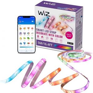 WIZ Ruban LED Connect&eacute; - 5 M&egrave;tres, 16 millions de couleurs, avec d&eacute;tecteur de mouvement, Connexion Wi-Fi, Contr&ocirc;le possible par la Voix, App, Alexa, Google Assistant