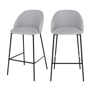 Rendez Vous Déco Chaise de bar Karl en tissu gris clair 66 cm (lot de 2) - Gris Clair