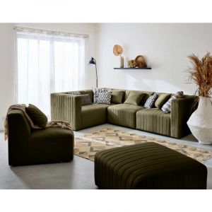 Nova - module d'assise droit - en velours - Vert