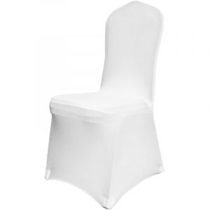 VEVOR Couverture Housses de Chaise Mariage 50 Pi&egrave;ces Housse de Chaise Blanche Housse de Chaise Banquet pour Chaises sans Bras Polyester et &Eacute;lasthanne &Eacute;lastique Soir&eacute;e C&eacute;l&eacute;bration D&eacute;coration