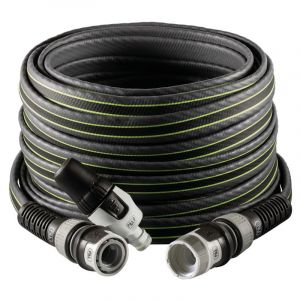 Fitt - force 5/8 25 m, Tuyau d'arrosage compact et l&eacute;ger pour usage intensif avec lance, couleur Gris avec des Lignes Vertes