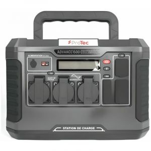 Pro.tec - Station d'énergie portable Advance 1500 - Générateur électrique - 1328Wh/1500W - Sortie ac - Noir - Protec