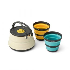 Sea to Summit Ensemble de bouilloire Frontier 1.1L + 2 tasses pliables beige orange bleu