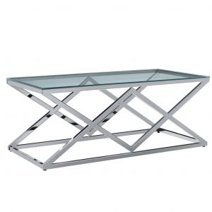 Image de VidaXL Table basse Transparent 120x60x45 cm Verre trempé et inox