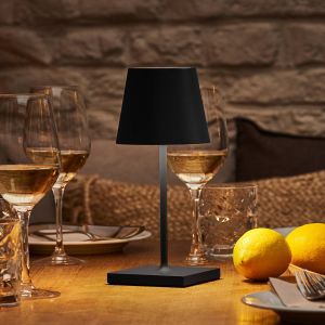 Sigor Lampe de table LED rechargeable Nuindie mini ronde, USB-C, noir nuit