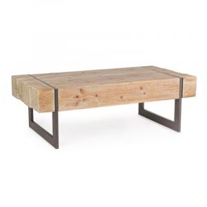Bizzotto - Table basse 120x60x40 cm en sapin naturel et noir - triu