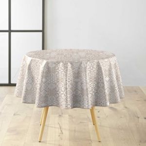 Douceur d'Int&eacute;rieur, Nappe Ronde (Diam&egrave;tre 160 cm) Carella Blanc, PVC Textilia